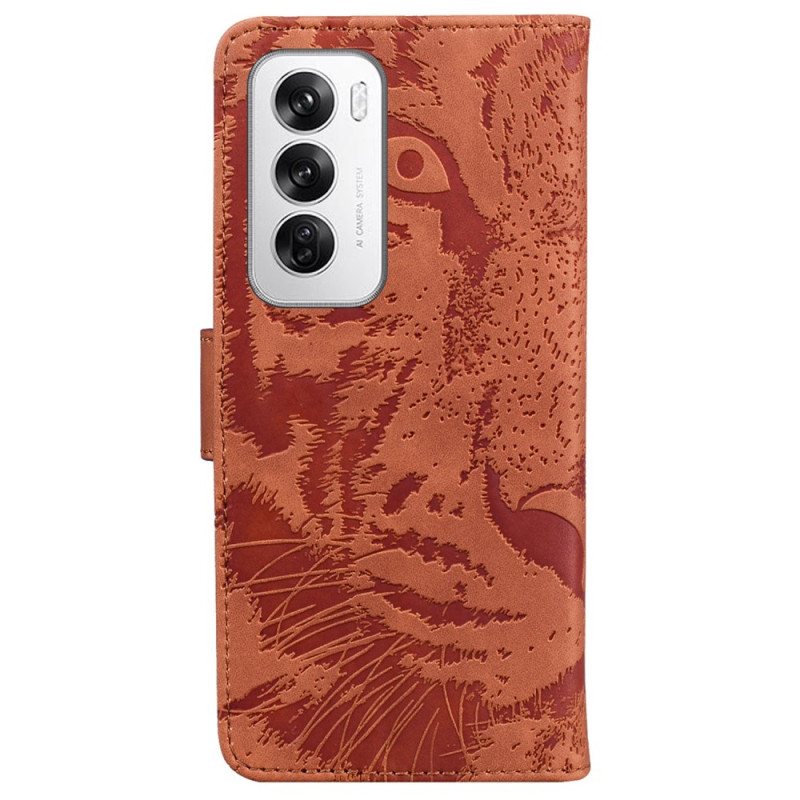 Lærdeksel Folio Deksel Oppo Reno 12 5g Tiger Footprint