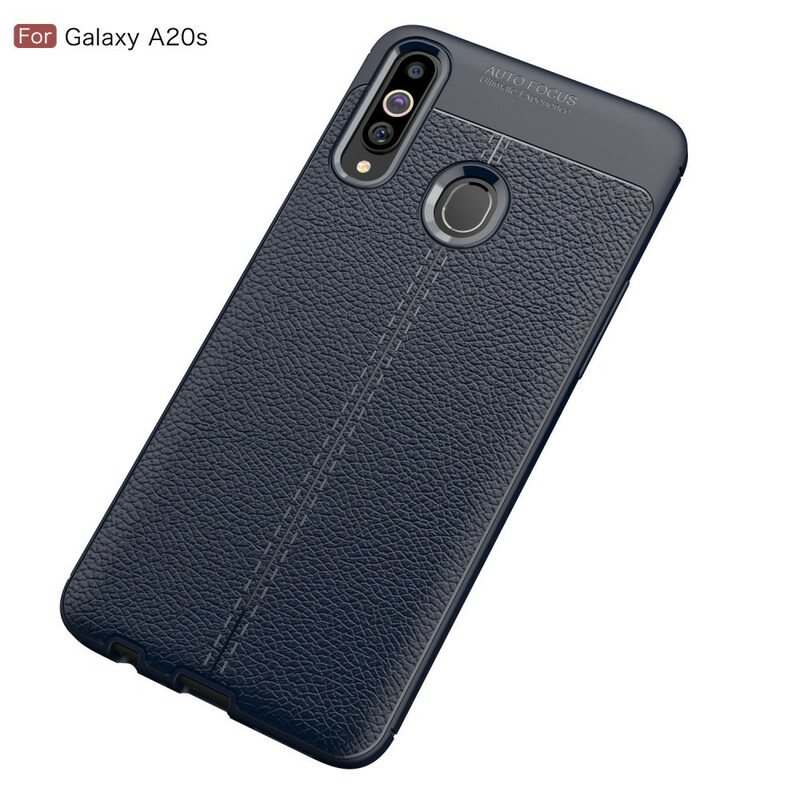 Deksel Til Samsung Galaxy A20s Dobbel Linje Litchi Leather Effect