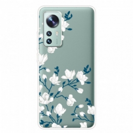 Deksel Til Xiaomi 12 Pro Silikon Hvite Blomster