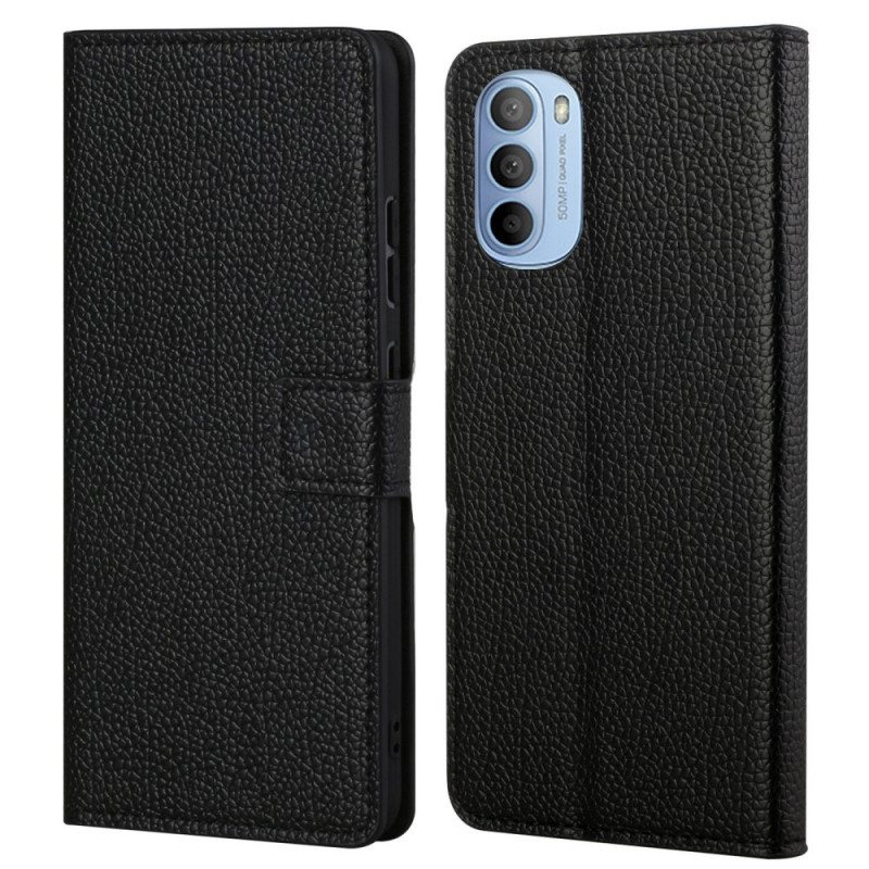 Folio Deksel Til Moto G41 / G31 Litchi Grain Leather Effect