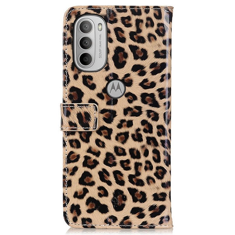 Folio Deksel Til Moto G41 / G31 Vanlig Leopard