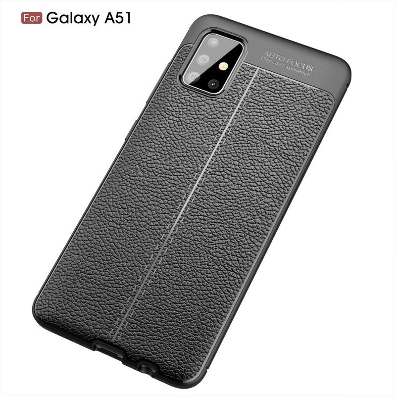 Deksel Til Samsung Galaxy A51 Dobbel Linje Litchi Leather Effect