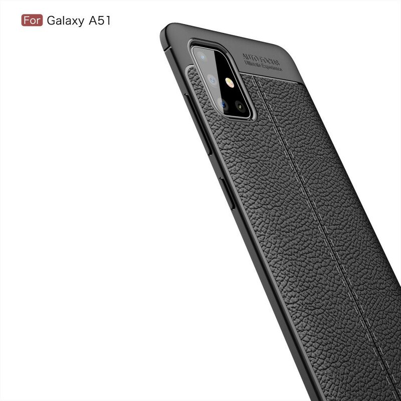 Deksel Til Samsung Galaxy A51 Dobbel Linje Litchi Leather Effect