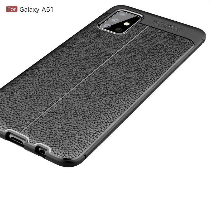 Deksel Til Samsung Galaxy A51 Dobbel Linje Litchi Leather Effect