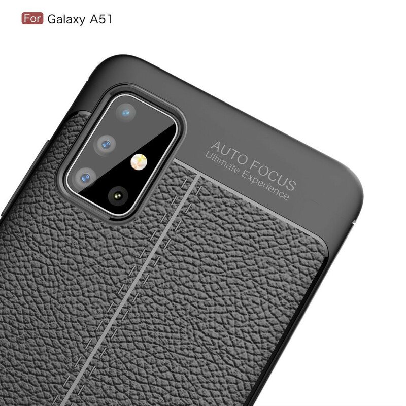 Deksel Til Samsung Galaxy A51 Dobbel Linje Litchi Leather Effect