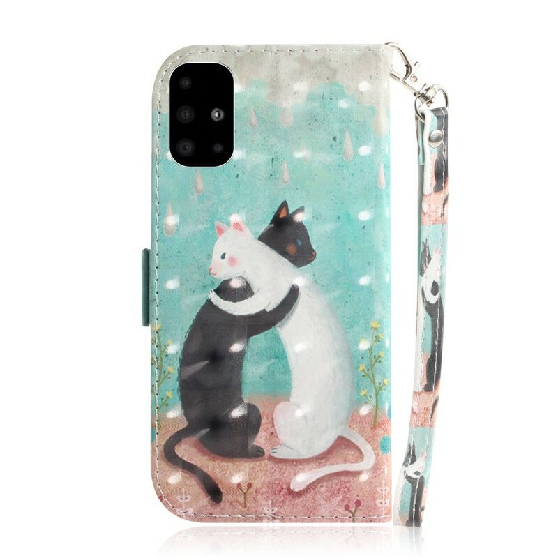 Folio Deksel Til Samsung Galaxy A51 Med Kjede Strappy Cat Friends