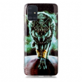 Mobildeksel Til Samsung Galaxy A51 Fluorescerende Wolf-serien