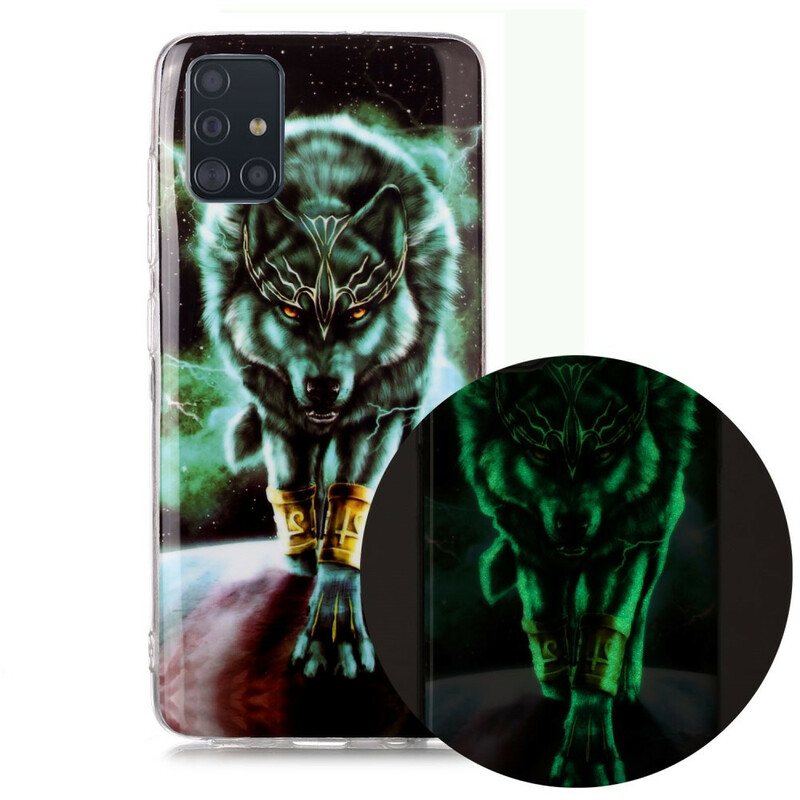 Mobildeksel Til Samsung Galaxy A51 Fluorescerende Wolf-serien