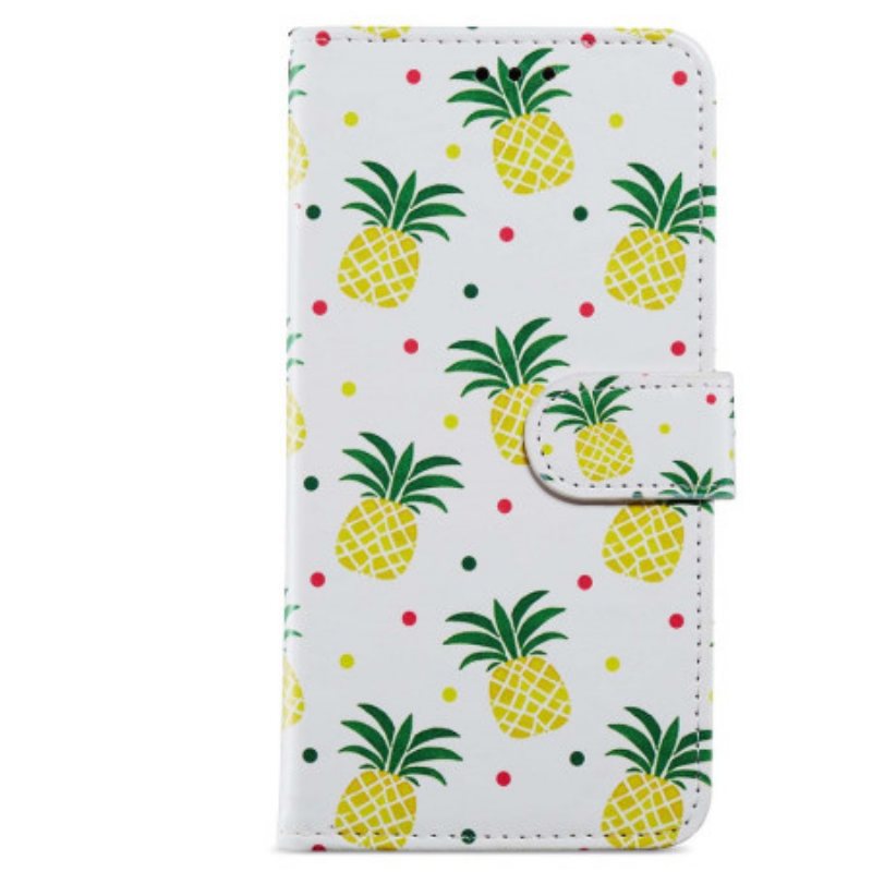 Folio Deksel Til Google Pixel 7A Med Kjede Strappy Ananas